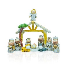 Gesar Presepe Natalizio con Capanna in Ceramica - Set 11 Pezzi Presepe