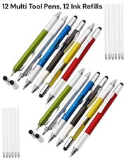 12 pcs - 6 in 1 Multitool Tool Pen, 12 Ink Refill, 6 colors. U.S. Seller.
