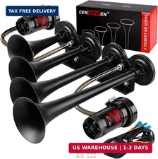 12V Train Air Horn for Truck With 2 Compressors/4 MetalTrumpets 180dB Loud Tan