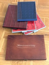 5 mal Münzschatulle  Münzbox  Kunststoff  Holz  ( Lindner,Leuchtturm,Safe )