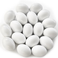 18 PCS Wooden Fake Chicken Eggs,White Wood Nest Egg Faux Egg for Crafts,Nesting