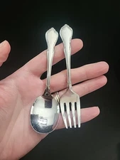 Oneida Chateau Toddler Baby Fork & Spoon Stainless Flatware Set 