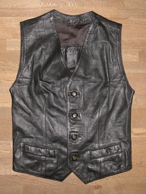 PADI LEATHER VEST/vest/gilet in black nappa leather in S approx. size 44