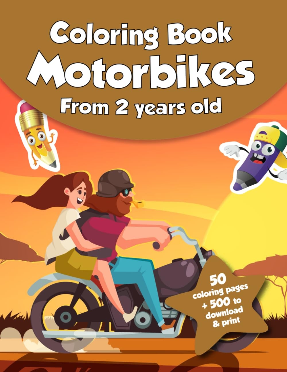 Coloring book for kids - Motorbikes (from 2 years old): 50 coloring pages + 500 - Image 3