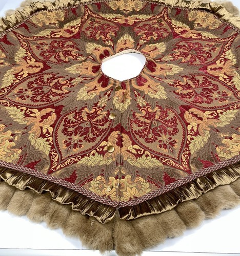 Michael Bellatramo Christmas Tree Skirt Tapestry Faux Fur 2008 - Picture 2 of 10