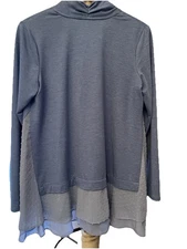 LOGO Lounge Lori Goldstein A275718 French Terry Cardi Dotted Swiss Blue Sz Small