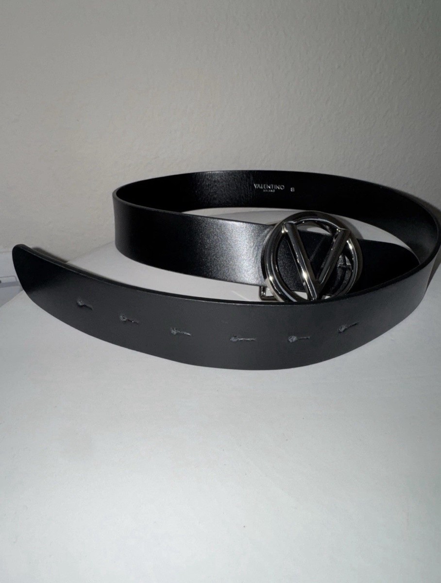 Valentino Black Leather Belt with Silver Buckle VLogo leather belt in black - Valentino Garavani | Mytheresa main image 4