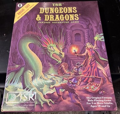RARE 1011 Dungeons & Dragons Fantasy Adventure Game Basic Set 1 TSR 1981 + Dice
