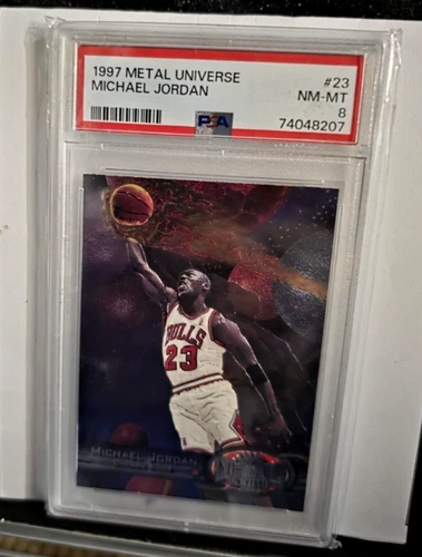 1997 METAL UNIVERSE NEAR MINT-MINT #23 MICHAEL JORDAN PSA 8 HOF.