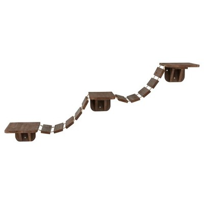 Multi-Level Wall Mounted Cat Perch with Bridge, Espresso Brown