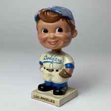 Vtg Los Angeles Dodgers MLB Bobblehead/Nodder, White Jersey, Square Base ‘61-‘63