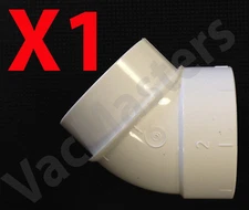 Central Vacuum 2" PVC 45 degree elbow "street" - Used for rough-in (qty 1)