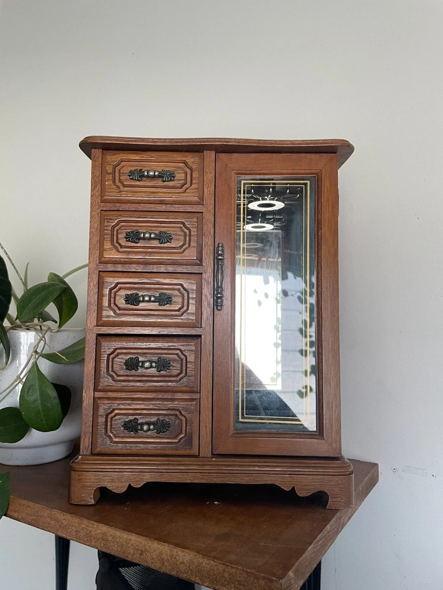 Vintage MCM Centurion Wooden Jewelry Box Armoire Made in Taiwan