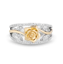 0.21Ct White Round Cut Yellow Gold Plated Flower Ring In 925 Sterling Silver