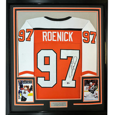 Framed Autographed/Signed Jeremy Roenick 33x42 Orange Jersey BAS COA