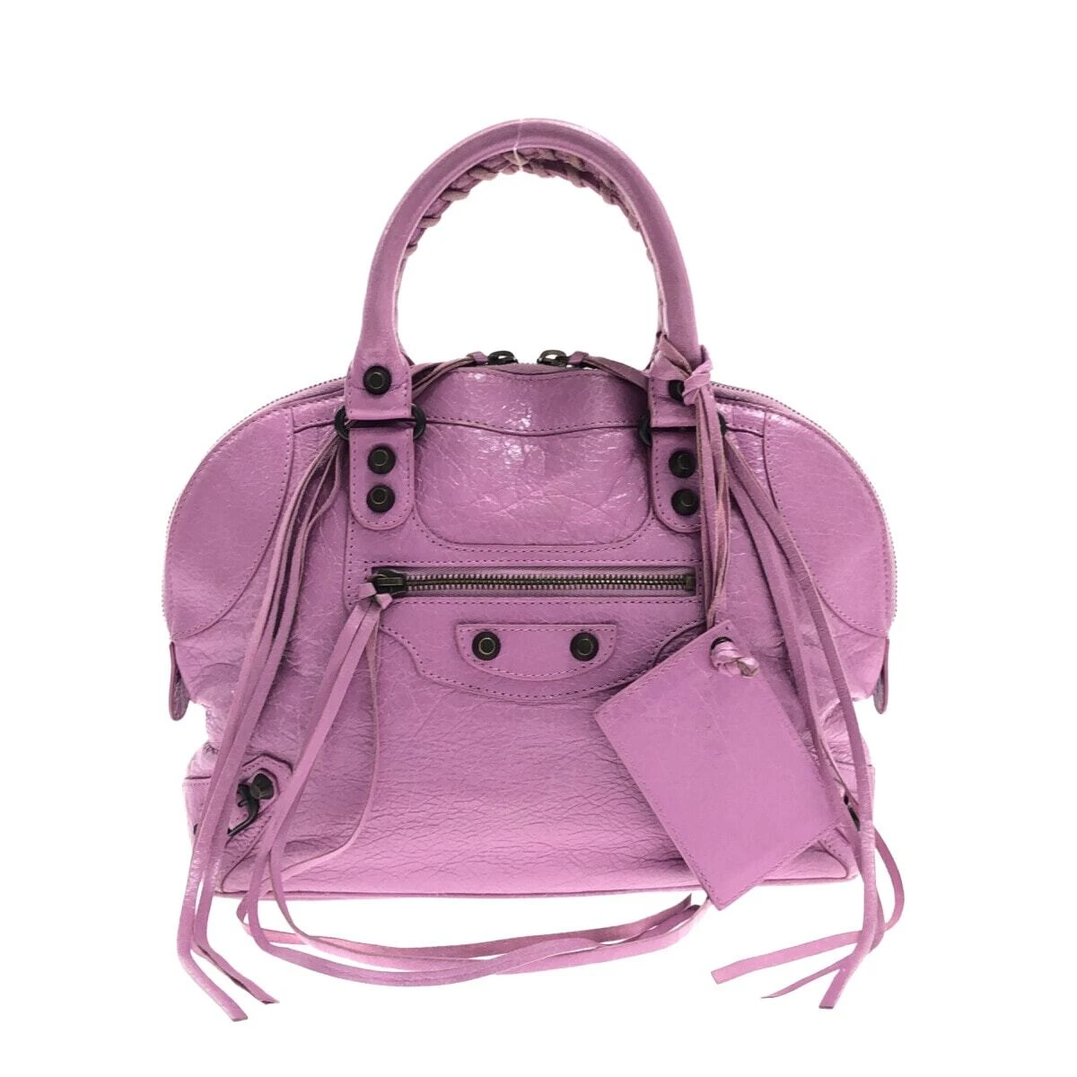 Auth BALENCIAGA Classic Bowling 319371 Light Purple Leather