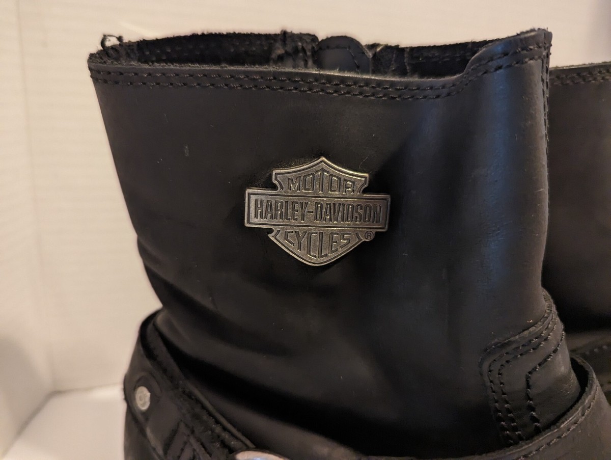 Harley Davidson Mens Scout Black Leather Boots Side Zip Bar  display picture 3