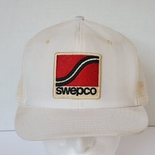 Vintage Swepco Patch White Meshback Snapback Hat Adult Size Large Made In USA