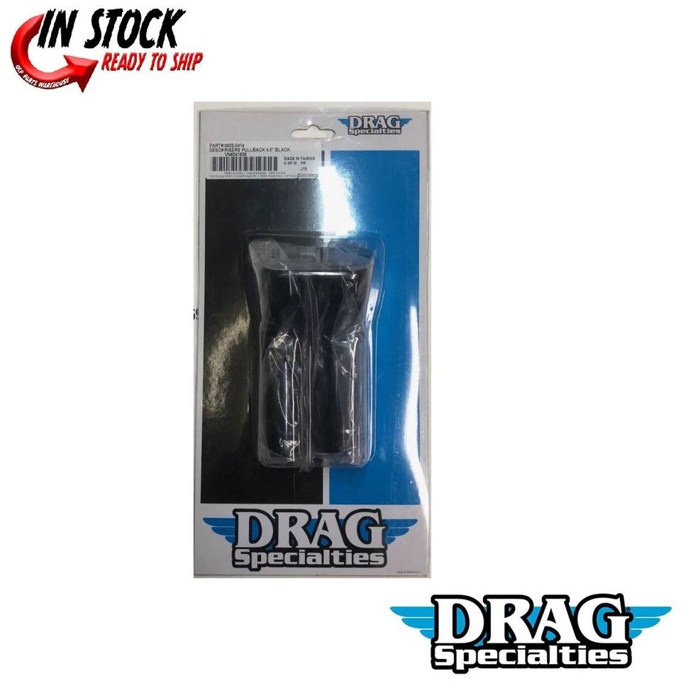 Elevadores de manillar Drag Specialties 0602-0414 negros de 4,5" para Harley de 1" Foto 2 de 4