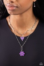 NEW PAPARAZZI "CHILDHOOD CHARMS" PURPLE NECKLACE BRACELET SET
