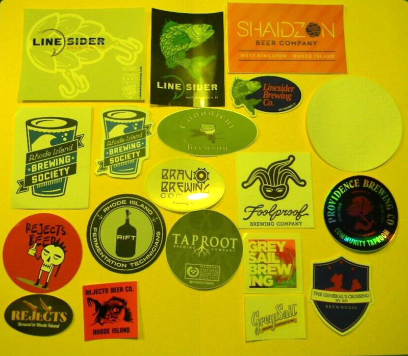19 NEW RHODE ISLAND BREWERY CRAFT BEER STICKERS REJECTS GREY SAIL PROVIDENCE