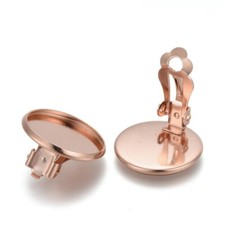 10 Ohrclips 8|10|12 mm rose Edelstahl Fassung Cabochons Schmuckbasteln klap
