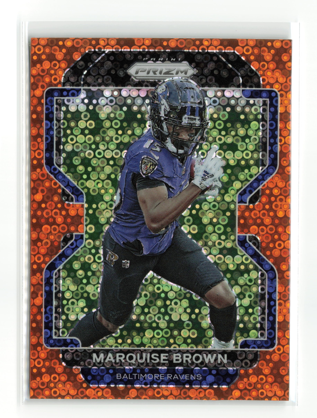 MARQUISE BROWN #280 2021 PANINI PRIZM RAVENS ORANGE DISCO
