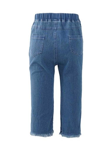 Kids Girls Flared Pants School Jeans Weekend Fly Bell-Bottom Trousers Button - Picture 19 of 26