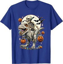 Skeleton Riding Mummy Dinosaur T Rex Halloween Gift Unisex T-Shirt