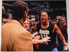 Stone Cold Steve Austin Signed 16x20 Photo BAS COA WWE Picture w/ Vince McMahon
