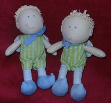 2 x HABA Engel Schutzengel Stoffpuppe Junge blau grün ca 24 cm