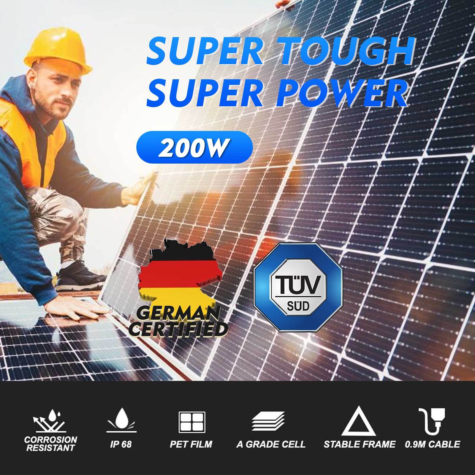 800W Watt Solar Panel Kit 12V Off Grid Monocrystalline For Home Roof RV Boat NEW