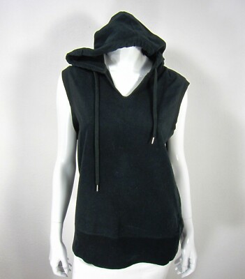 Club Monaco Hooded Size M Medium Black Sleeveless Top Sweat