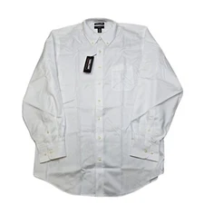 Kirkland Signature White Dress Shirt Mens Large 16.5  35 Non-Iron NEW