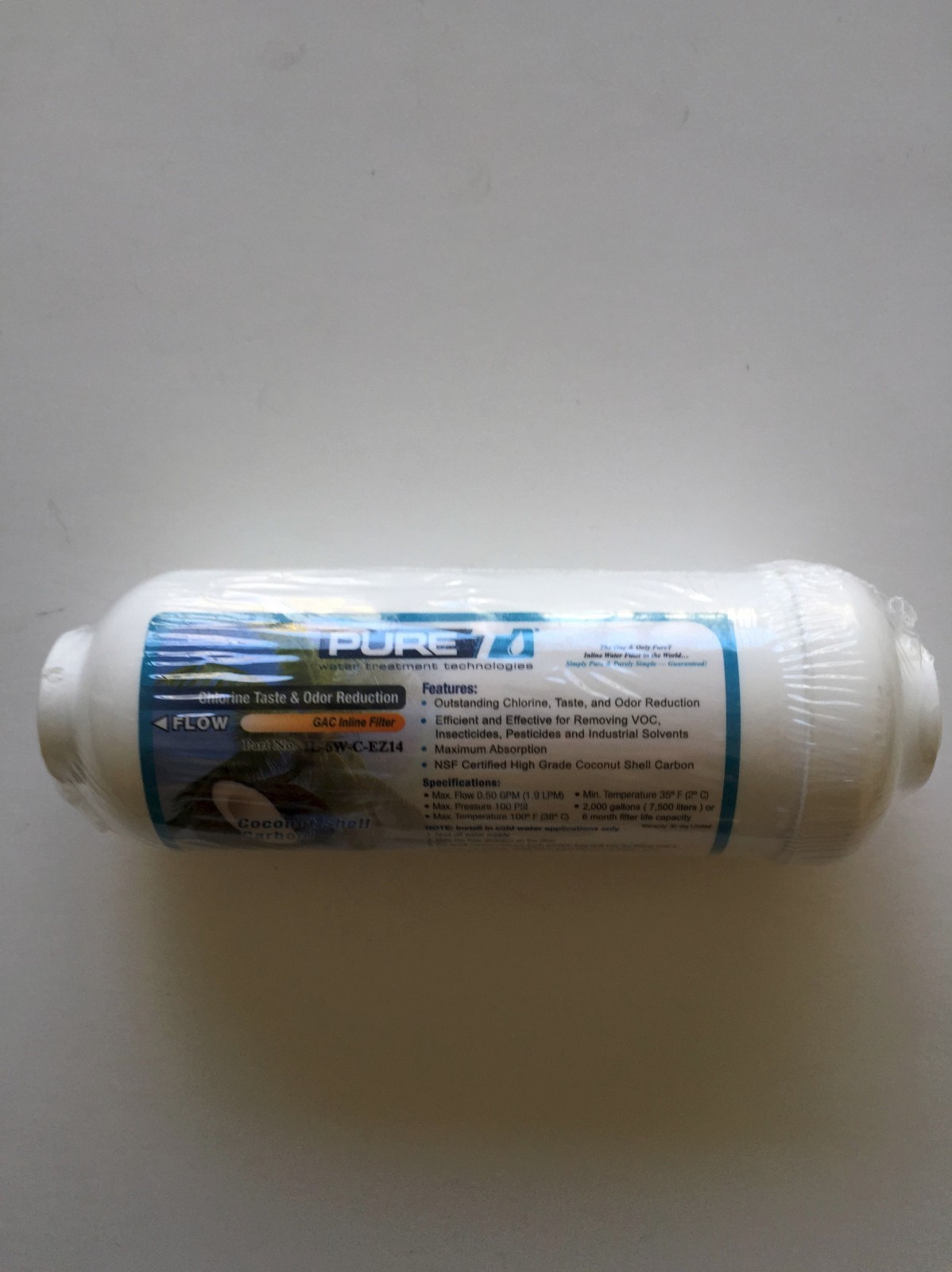 REVERSE OSMOSIS 6 x 2 IN-LINE CARBON FILTER 1/4