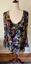 Show Me Your Mumu Barry Floral Dress Bell Sleeve Size Small Black Lined