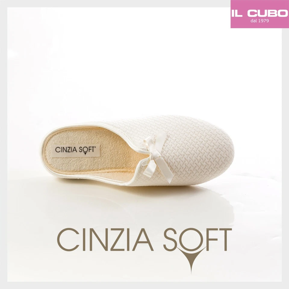PANTOFOLE DONNA SPOSA CINZIA SOFT 100 % COTONE COLORE PANNA ZEPPA 2 CM - Immagine 4 di 4