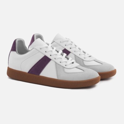 Beckett Simonon full grain leather and suede women's sneakers - purple and white