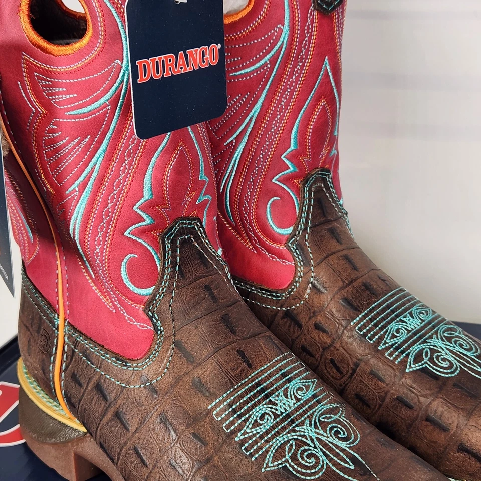Tamanho 5.5 Big Kids - Durango Lil' Rebel - Emboss Gator / Vermelho Elétrico / Turquesa - Imagem 2 de 4