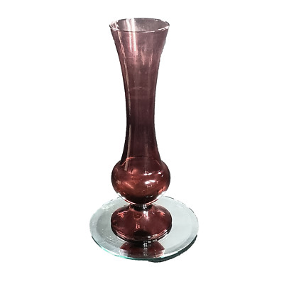 MCM Amethyst Purple Empoli Cased Glass Bud Flower Vase  Made In Italy W Sticker