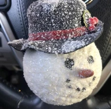 Vintage Frosty The SNOWMAN HEAD ORNAMENT Sparkly Glittery Adorable