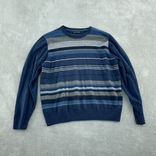 Striped Blue Crewneck Sweater By Tricots St Raphael XL 100 1492