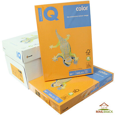 IQ Color A3 Orange Coloured Paper 80gsm Copier 1 2 3 4 5 Reams Of 500 Sheets