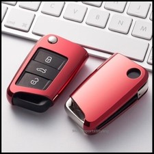 Chrom Rot Schlüssel Abdeckung Für VW Polo Golf Tiguan R Gti GTD Case Flip Knöpfe