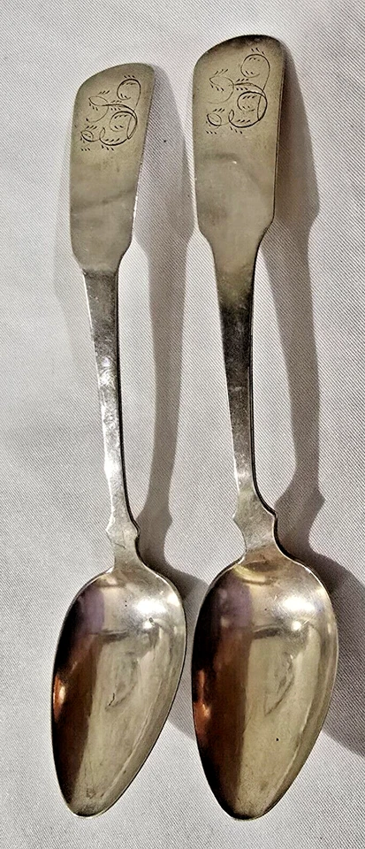 Moneda Cucharas Plata 2 Sin Marcar Muy Principios 1800 Monograma "EL" 5 1/2" 30gr Foto 2 de 4