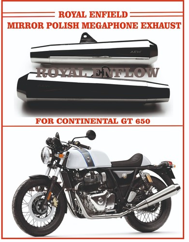 Royal Enfield TE 103 Mirror Polish Megaphone Exhaust for Continental GT 650