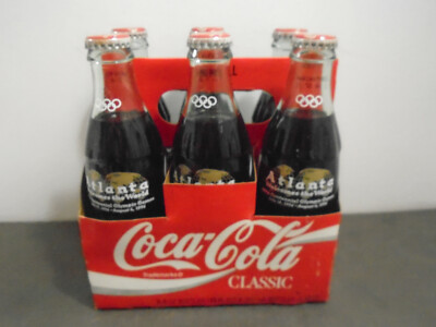 VINTAGE 1996 COCA-COLA COKE ATLANTA OLYMPICS GLASS BOTTLE 6 PACK