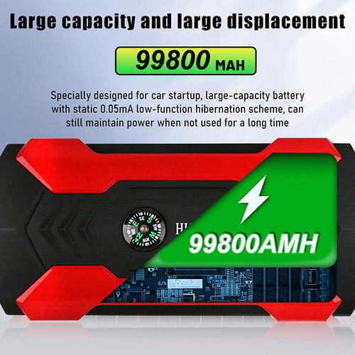 99800mah KFZ Auto Starthilfe Car Jump Starter 12v Ladegerät Booster Powerbank - Bild 7 von 13