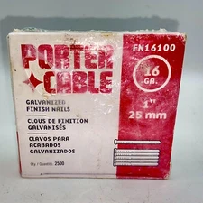 Galvanized Finish Nails Porter Cable FN16100 16 Gauge X 1" Pack of 2500 NEW