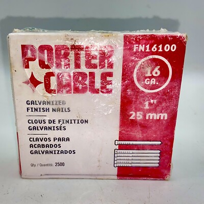 Galvanized Finish Nails Porter Cable FN16100 16 Gauge X 1'' Pack of 2500 NEW